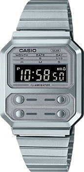 Японские наручные  мужские часы Casio A100WE-7B. Коллекция Vintage - фото 1